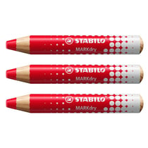 Crayon marqueur effaçable - STABILO - MARKdry - Rouge - Lot de 3