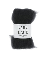 Pelote de Mohair et soie à tricoter LACE - 25 GR - Lang Yarns Noir (04)