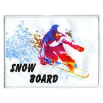 Lot de 3 écussons sport Snow Board blanc 6.2cmx6.2cm