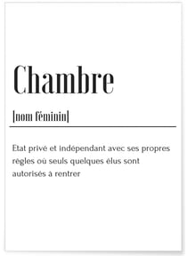 Affiche Définition Chambre | A3 : 29,7x42cm