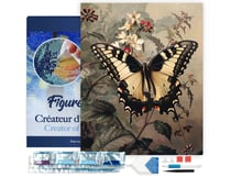 Diamond Painting Broderie Diamant Figured’Art 40x50cm toile tendue sur châssis en bois - diamants carrés - Machaon et Fleurs blanches