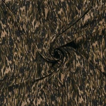 Tissu Satin Velvet Kaïra camouflage artistique Beige sur fond Noir