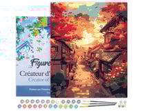 Peinture par Numéro Figured'Art avec Cadre - Rue d'Automne à Kyoto - Kit de Loisir Créatif DIY Numéro d'Art Complet - 40x50cm toile tendue sur châssis
