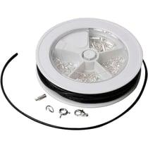 Kit de démarrage pour la fabrication de bijoux, Lacets en cuir, noir, argenté, 1 set