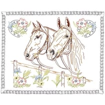 LUC - Kit napperon à broder Les chevaux