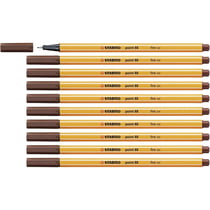 Lot de 10 stylos-feutres pointe fine 0,4 mm STABILO POINT 88 Brun
