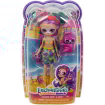 Enchantimals sunshine beach poupee sabindra sloth et tang paresseux - figurine 15 cm - animal - mattel hrx82