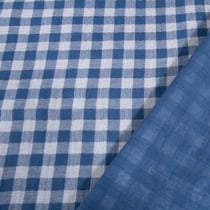 Tissu Double gaze Carreaux Rayures Bleu marine