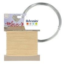 Fil à tricotin vanille 5 mm x 5 m + fil d'aluminium