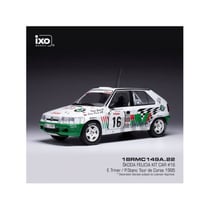 Voiture Miniature de Collection - IXO 1/18 - SKODA Felicia Kit Car - Rallye Tour de Corse 1995 - Blanc / Vert