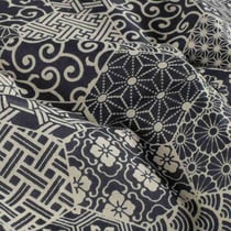 Tissu Voile de coton Batik Patola  Géométrique sur fond Bleu indigo