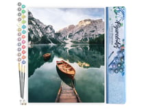 Peinture par Numéro Figured'Art - Barque et lac de montagne - Kit de Loisir Créatif DIY Numéro d'Art Complet - 40x50cm sans châssis en bois