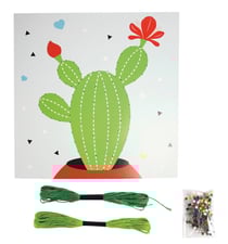 Tableau de fil tendu String Art Cactus 21 x 21 cm