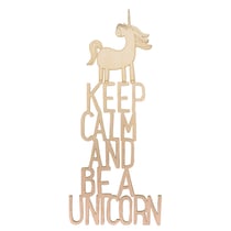 Ecrit. bois "Keep calm...unicorn"FSC100%, nature, 15x35,2x0,4cm, 1 pce.