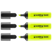 Lot de 3 surligneurs EDDING 345 - Jaune - Pointe biseautée 2-5 mm - Rechargeable