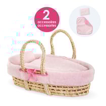 Ensemble Couffin Peluche Rose pour poupon de 36 et 42 cm