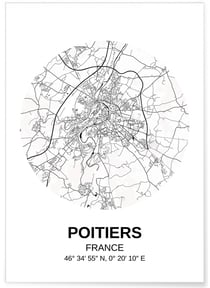 Affiche Carte Poitiers | A3 : 29,7x42cm