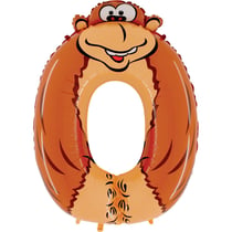 Ballon Animalon Géant Chiffre 0 - Singe