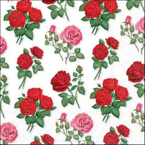 Lot de 4 serviettes en papier découpage collage 33 cm FLEUR ROSE ROUGE F 828