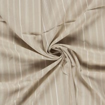 Tissu Lin Viscose Louis fines rayures Blanc sur fond Beige
