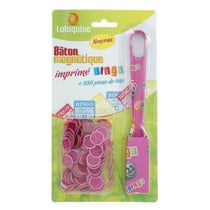 Baton magnetique bingo fuchsia + 100 pions de loto - ramasse pions - lotoquine