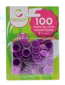 100 pions de loto magnetiques violet - jetons marquage - accessoire bingo - cartaloto