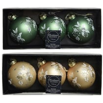 3 Boules Fleurs Paillettes Verre Champagne