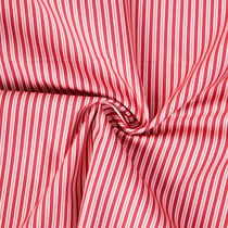Tissu Popeline de Coton Rayures fines Rouge sur fond Rose