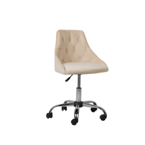 Chaise à Roulettes en Velours Beige sur Pied Chromé Réglable Dossier Capitonné Tendance et Design Rétro Glamour pour Coin Bureau Beliani
