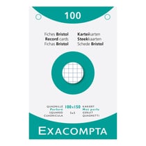 Étui de 100 fiches - bristol quadrillé 5x5 perforé 100x150mm - Blanc - x 10 - Exacompta