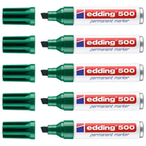 Lot de 5 marqueurs permanents - EDDING - Pointe biseautée 2-7 mm - Corps aluminium - Vert