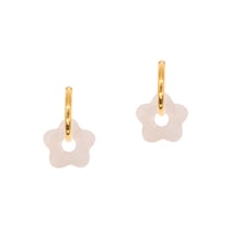 Boucles d'oreilles Fleur en pierres Quartz Rose