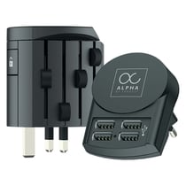 Skross Adaptateur de Voyage 4 USB Alpha Prises Universel Noir