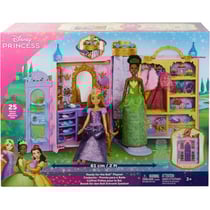 Coffret disney princesse : le dressing 61 cm transportable + 25 accessoires - mattel - hxc20