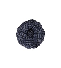 Broche fleur carreaux 7,5cm navy