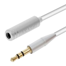 Câble Audio Jack 3.5mm Mâle-Femelle Auxiliaire Universel 1m Akashi Blanc