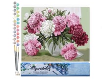 Peinture par Numéro Figured'Art - Jolies Pivoines épanouies - Kit de Loisir Créatif DIY Numéro d'Art Complet - 40x50cm sans châssis en bois
