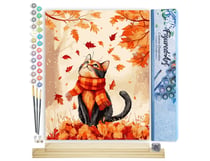 Peinture par Numéro Figured'Art - Chat joueur en Automne - Kit de Loisir Créatif DIY Numéro d'Art Complet - 40x50cm toile roulée + châssis en bois à monter