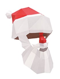 Masque enfant origami en papier Père Noël 19x46 cm