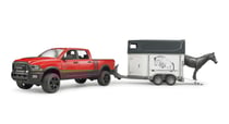 Bruder - 02501 - véhicule ram 2500 power wagon rouge avec van et cheva