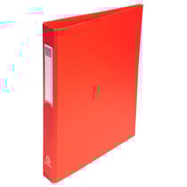 Classeur rembordé polypropylène 4 anneaux ronds de 25mm sur 3eme de couverture - Rouge - x 10 - Exacompta