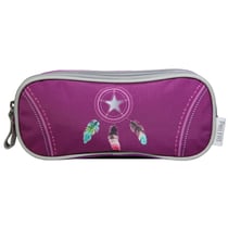 Trousse scolaire 2 compartiments Phileas Attrape Rêve Plumes Violette - BAGTROTTER