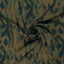 Tissu Satin Duchesse Arsinoé motif abstrait Vert foncé sur fond Vert kaki foncé