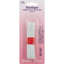 Tresse élastique plate Blanc - 9 mm x 2 m