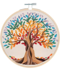 Kit de Broderie “L’Arbre de Vie” avec Cercle en Bambou 15 cm – Trimits Multicolore