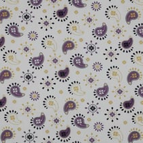 Tissu Popeline de Coton violet Safranelle sur fond Blanc - Au mètre