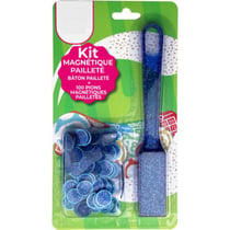Baton magnétiques bingo bleu pailletés + 100 pions pailletés de loto - ramasse pions - CARTALOTO