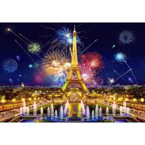 Puzzle paris : la tour eiffel vue du trocadero et le feu d'artifice 1000 pieces - collection pays