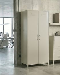 Armoire de Rangement Acier Beige Clair 2 Portes 4 Étagères Bureau à Domicile Design industriel