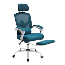 Fauteuil ergonomique inclinable à dossier haut maille salon chaise de jeu à bascule - Bleu